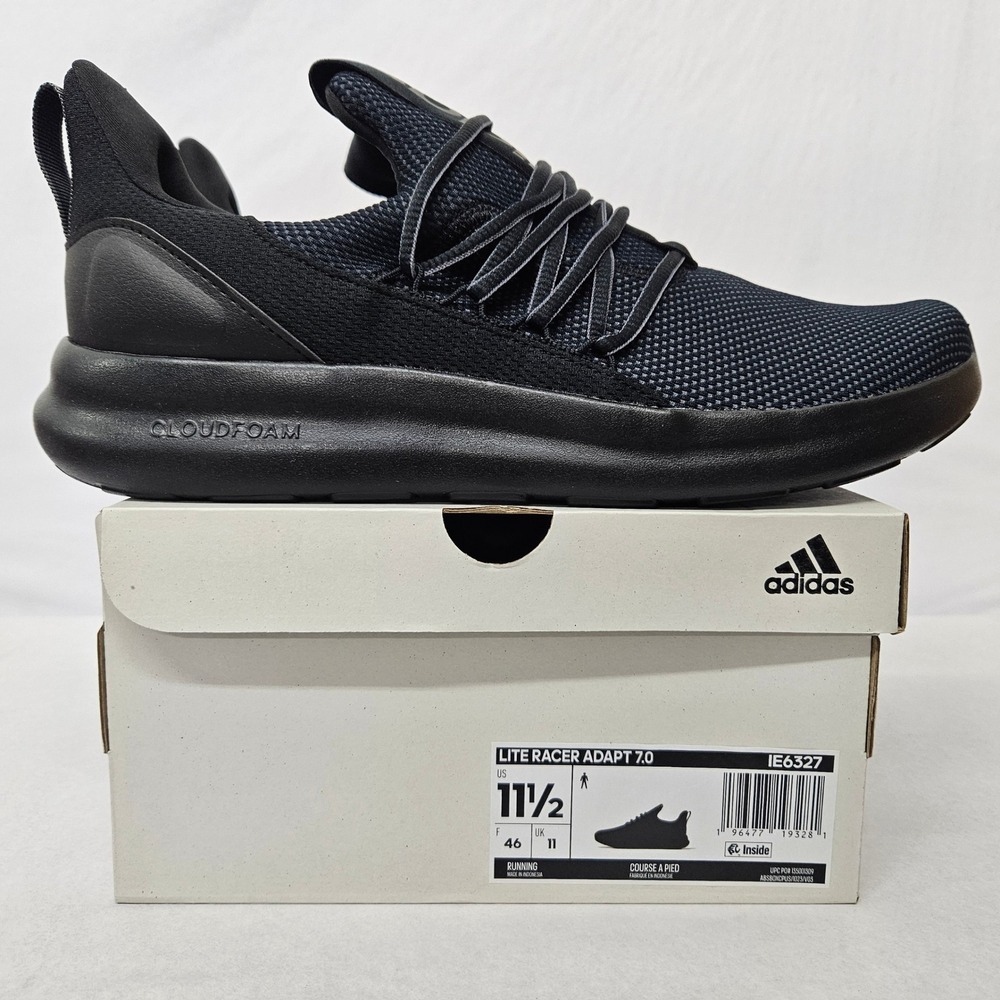 Adidas lite Racer Adapt 7.0 Running Shoes IE6327 Core Black Men's Size 11.5